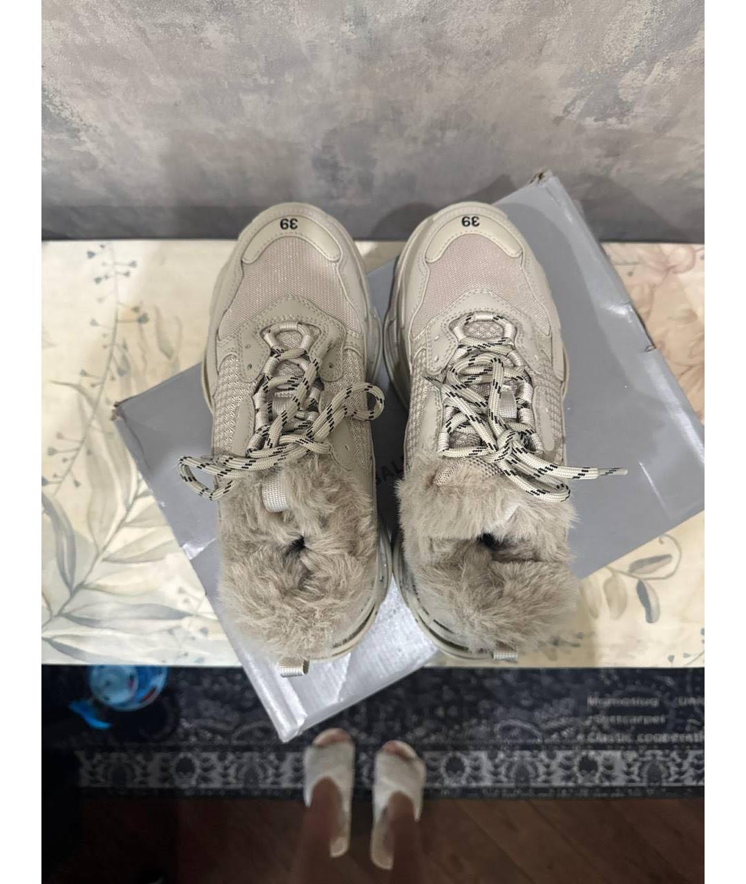 BALENCIAGA Серые кожаные кроссовки, фото 3