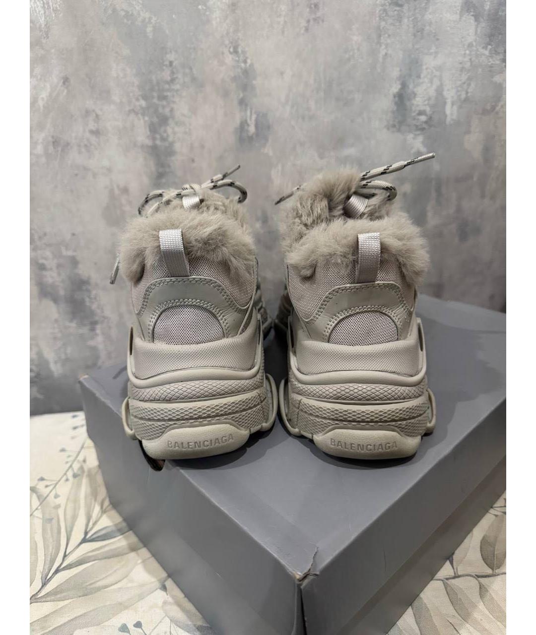 BALENCIAGA Серые кожаные кроссовки, фото 4
