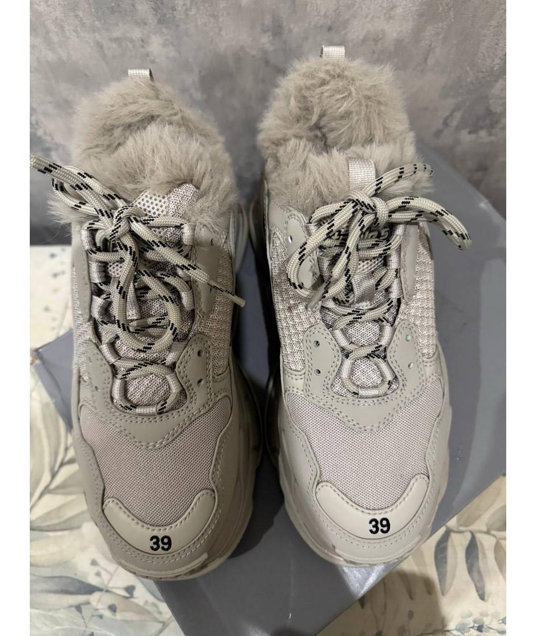 BALENCIAGA Серые кожаные кроссовки, фото 2