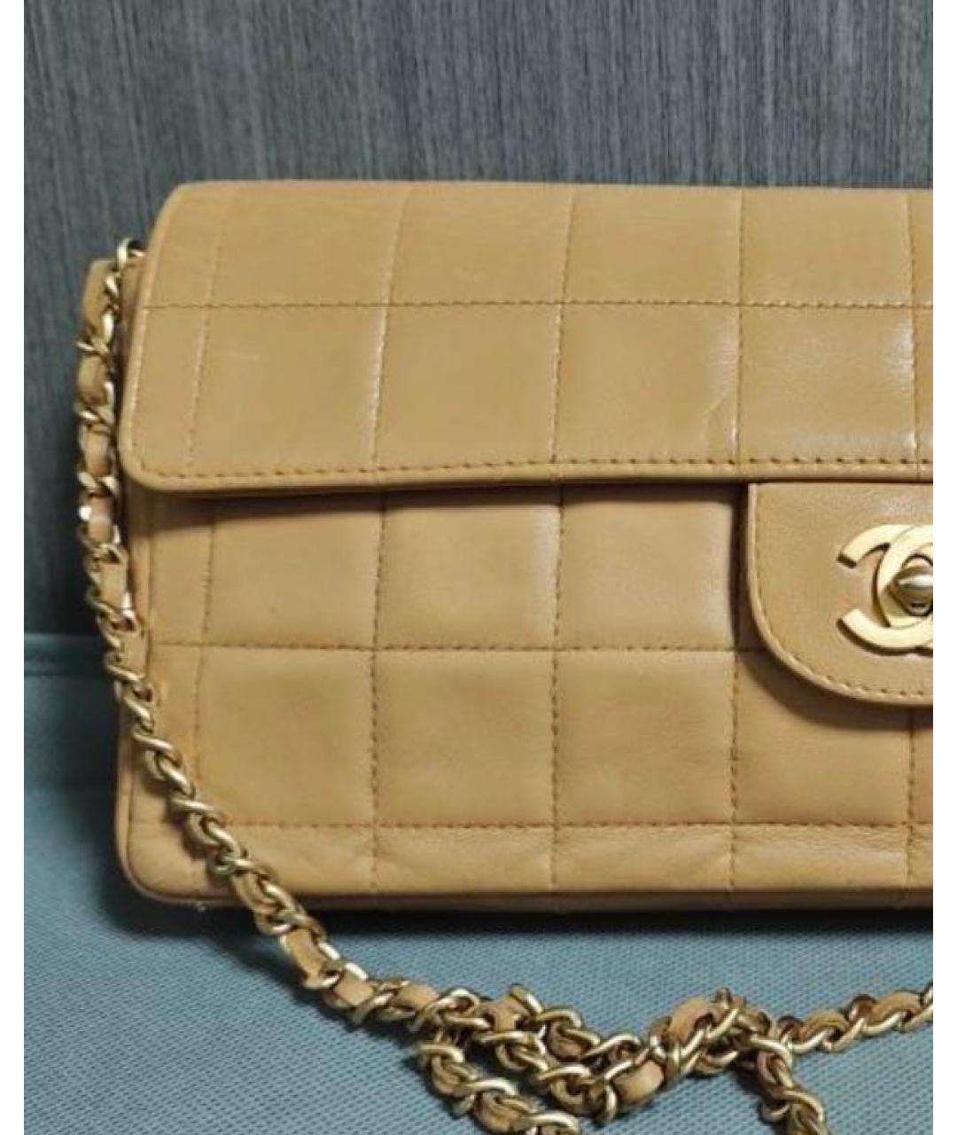 CHANEL Бежевая кожаная сумка через плечо, фото 4