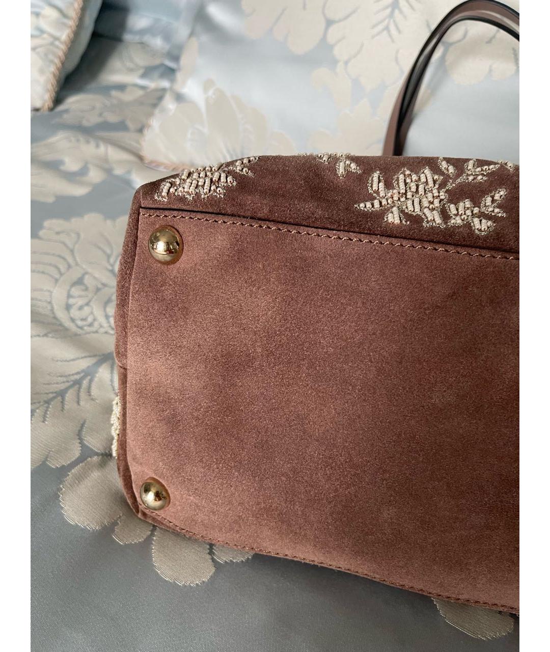 VALENTINO Коричневая замшевая сумка тоут, фото 3
