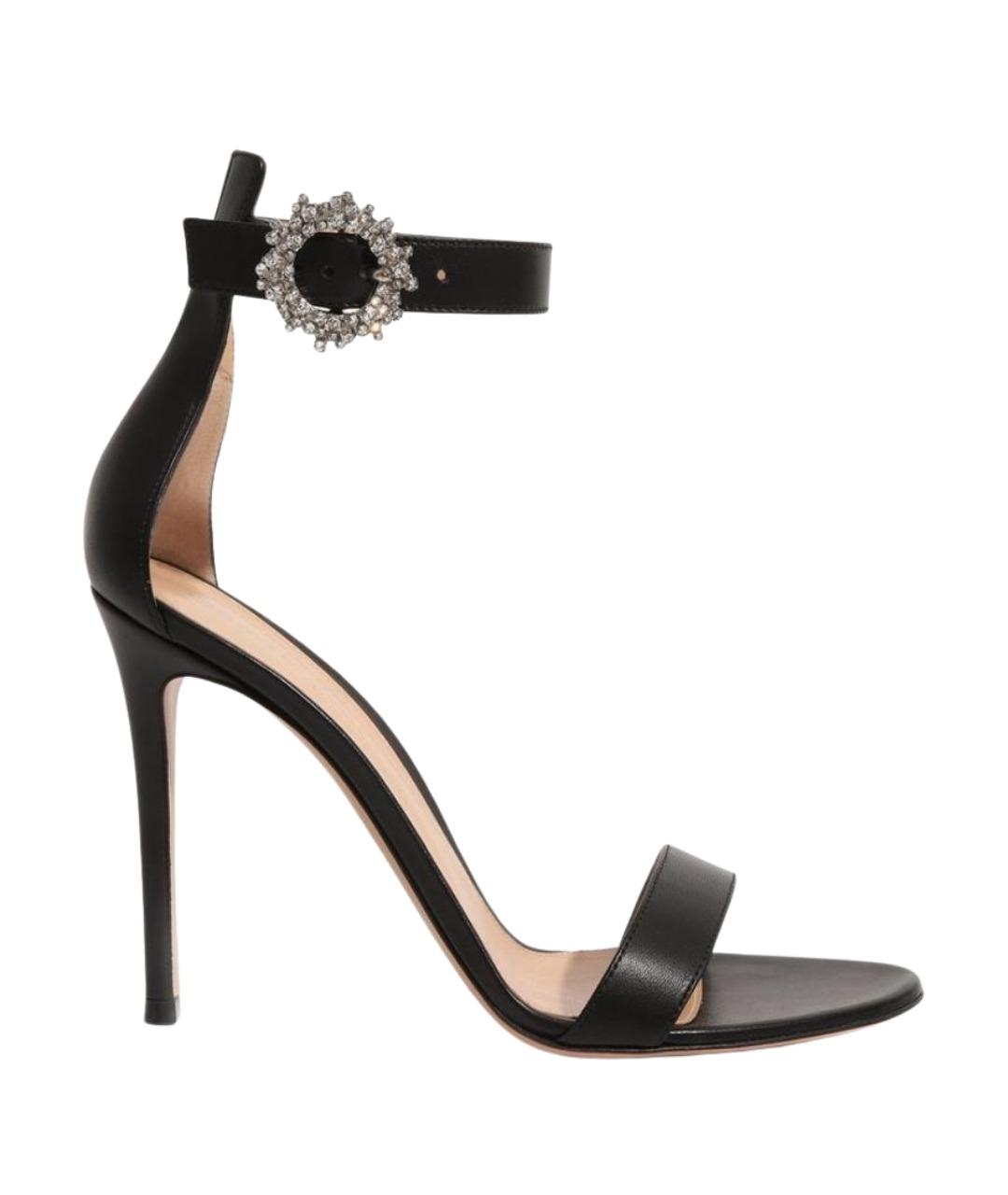 GIANVITO ROSSI Черные кожаные босоножки, фото 1