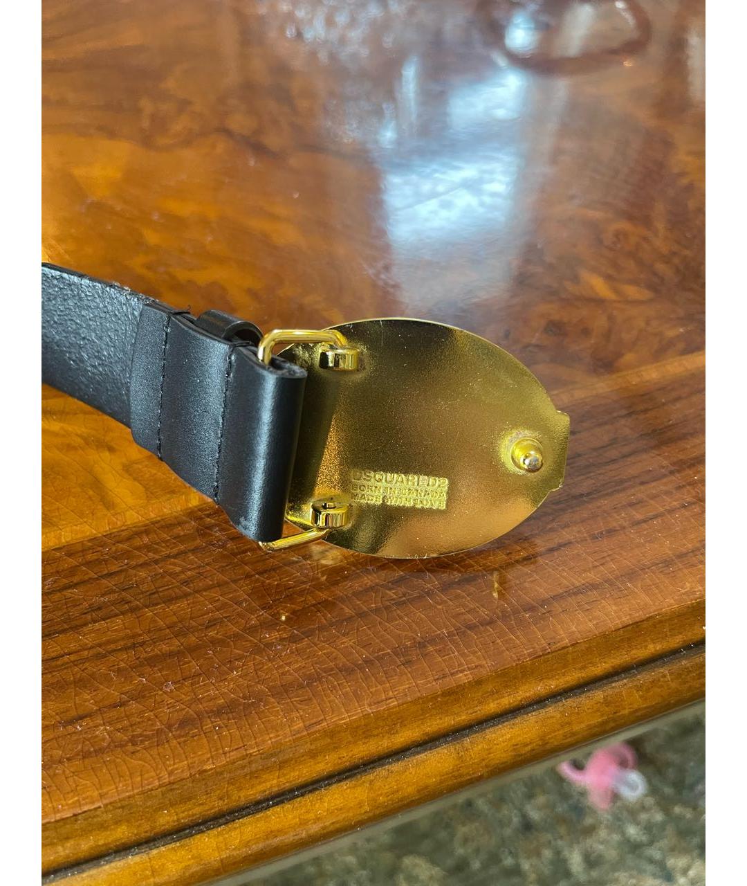 DSQUARED2 Черный кожаный ремень, фото 2