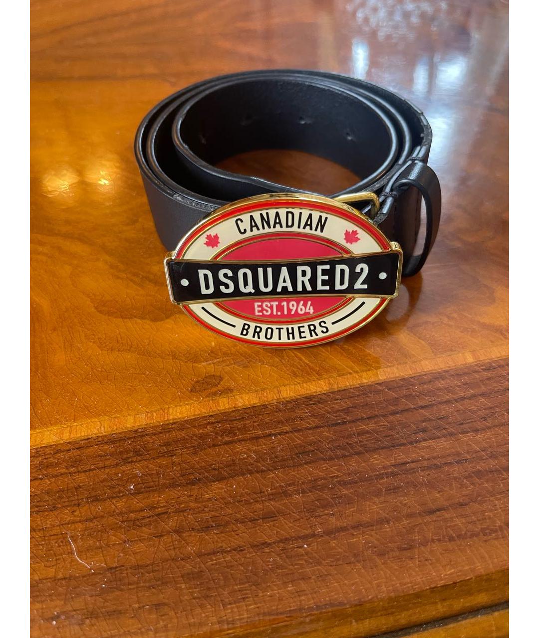 DSQUARED2 Черный кожаный ремень, фото 5