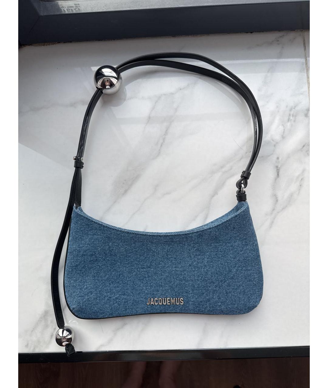 JACQUEMUS Синяя тканевая сумка с короткими ручками, фото 5