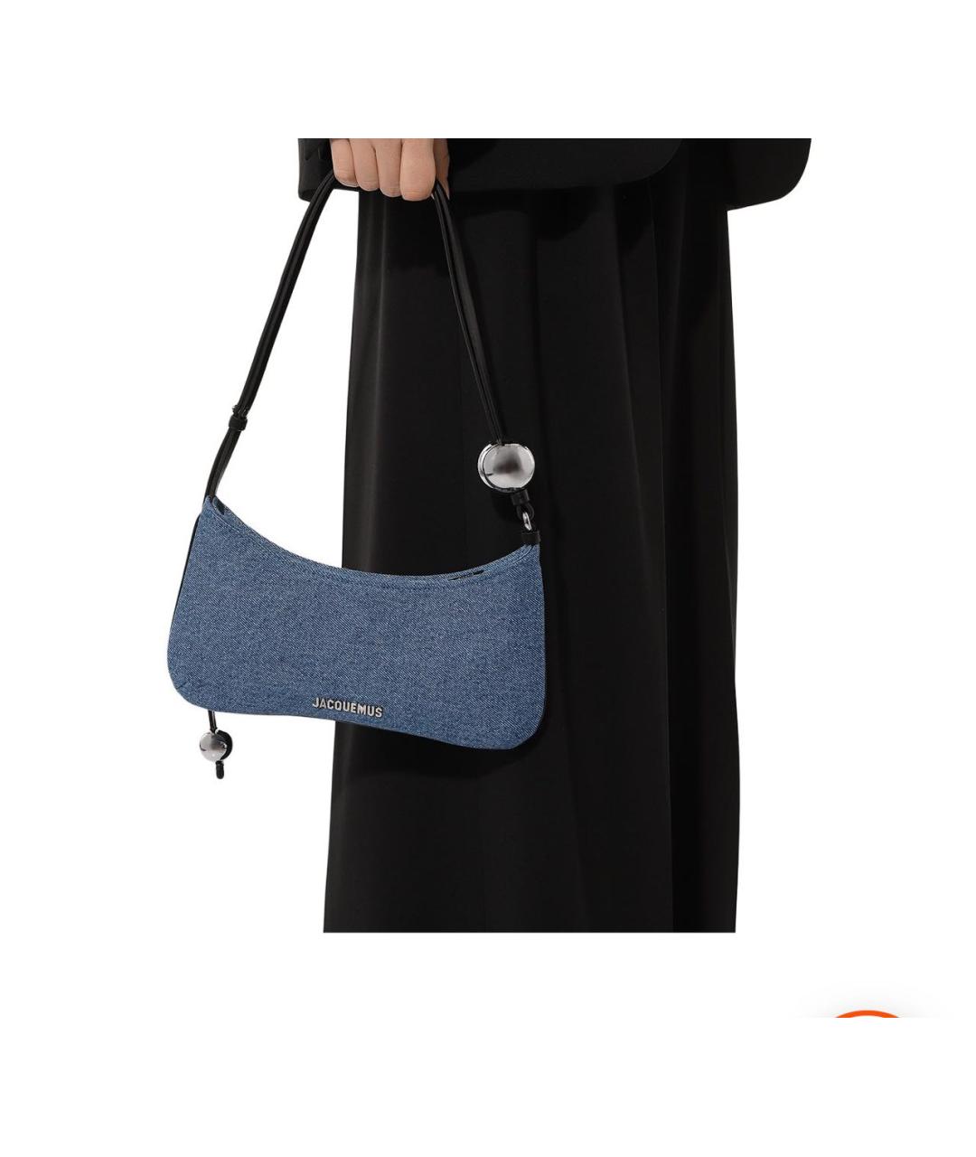 JACQUEMUS Синяя тканевая сумка с короткими ручками, фото 4