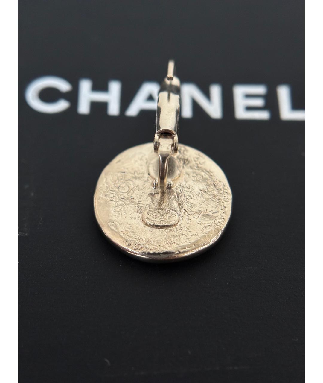 CHANEL Золотые металлические серьги, фото 8