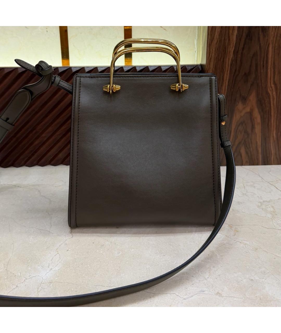 ALEXANDER MCQUEEN Хаки кожаная сумка через плечо, фото 3