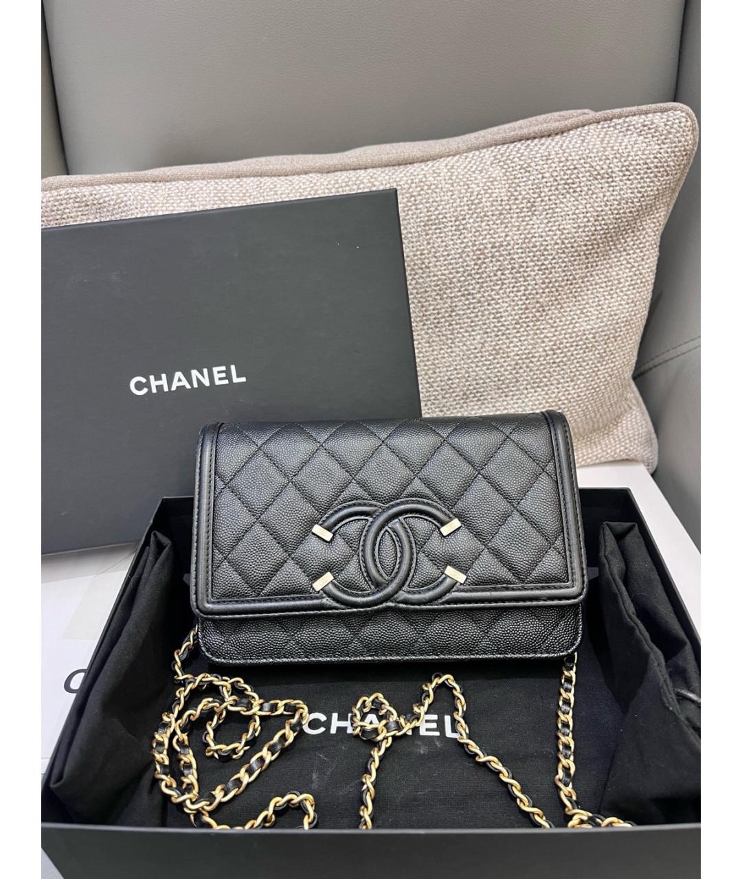 CHANEL Черная кожаная сумка через плечо, фото 10