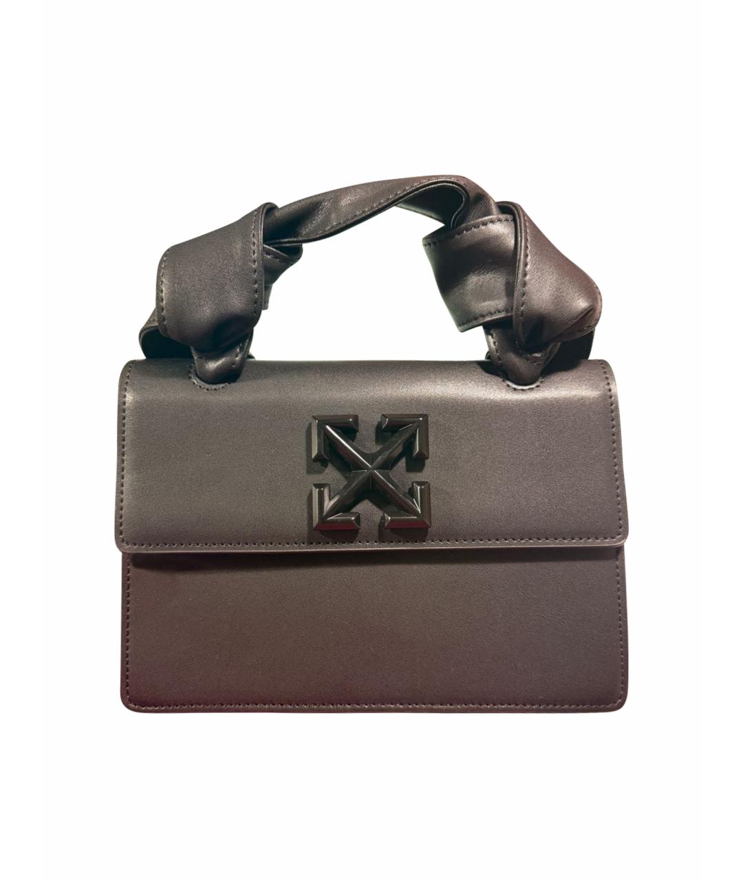 OFF-WHITE Черная кожаная сумка с короткими ручками, фото 1