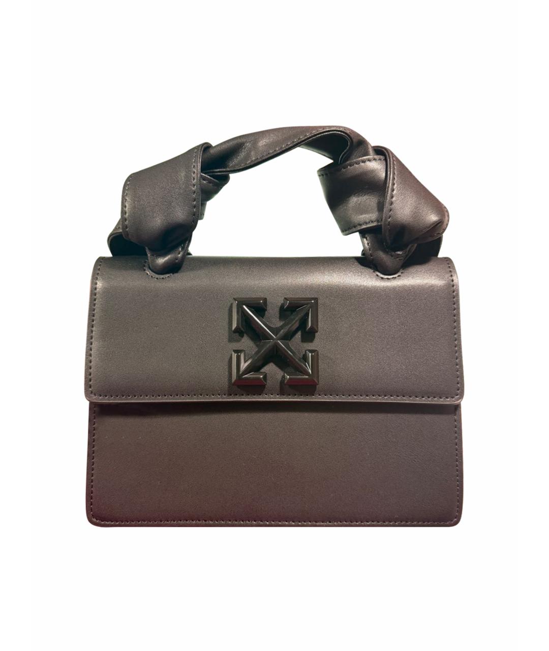 OFF-WHITE Черная кожаная сумка с короткими ручками, фото 6