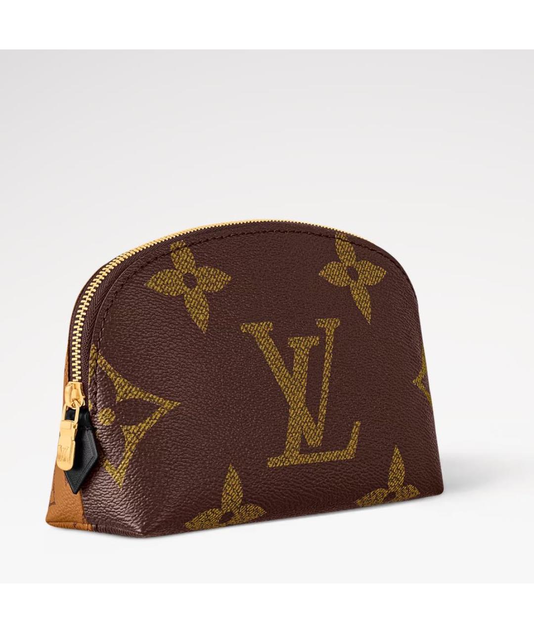 LOUIS VUITTON Коричневая кожаная косметичка, фото 2