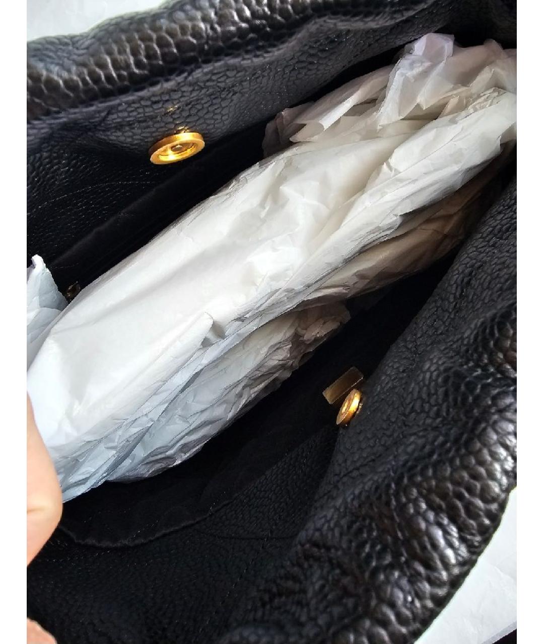 CHANEL Черная кожаная сумка тоут, фото 6