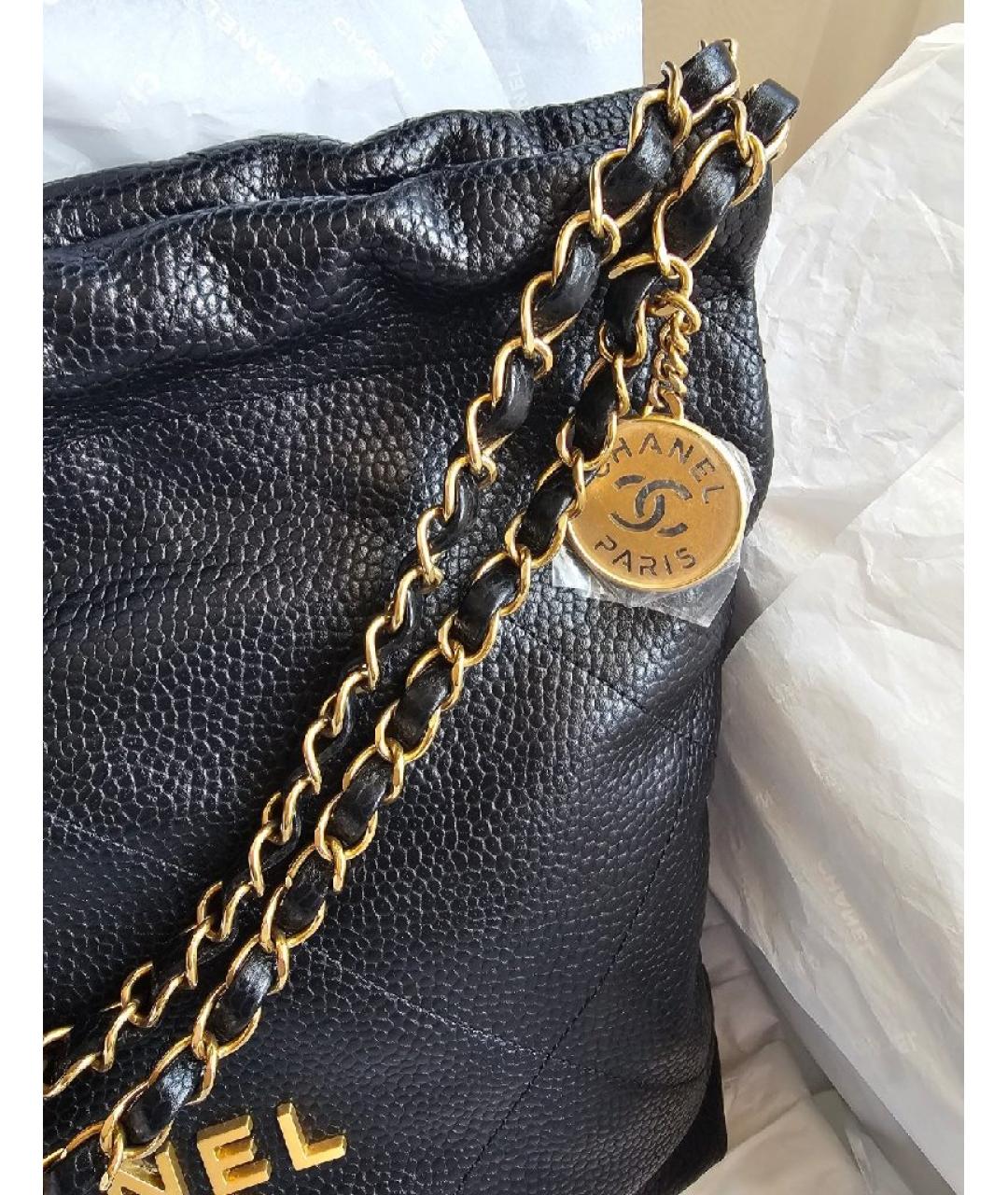 CHANEL Черная кожаная сумка тоут, фото 4