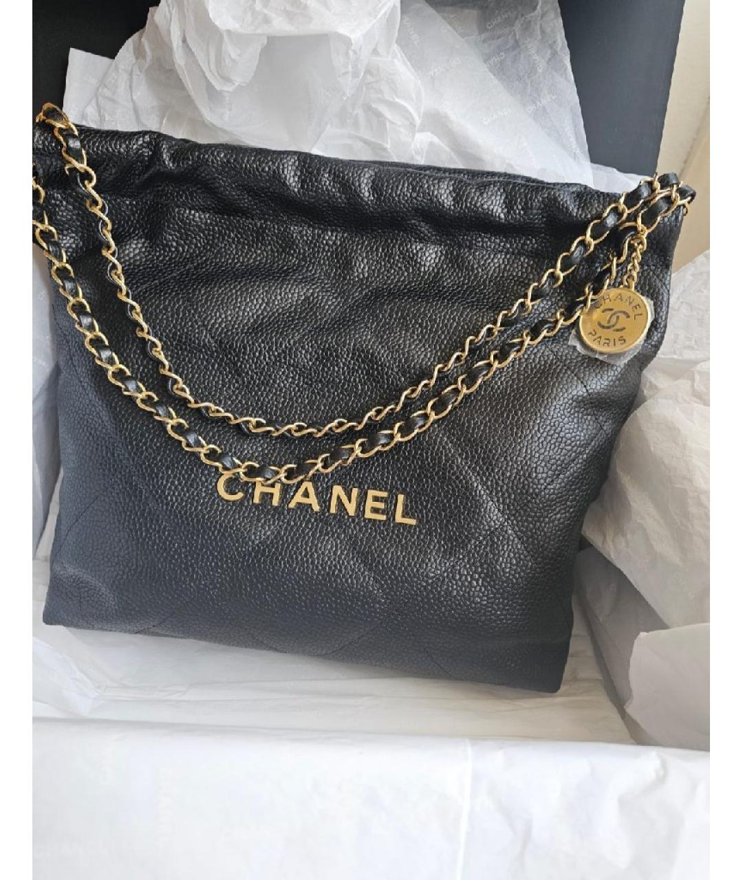 CHANEL Черная кожаная сумка тоут, фото 5