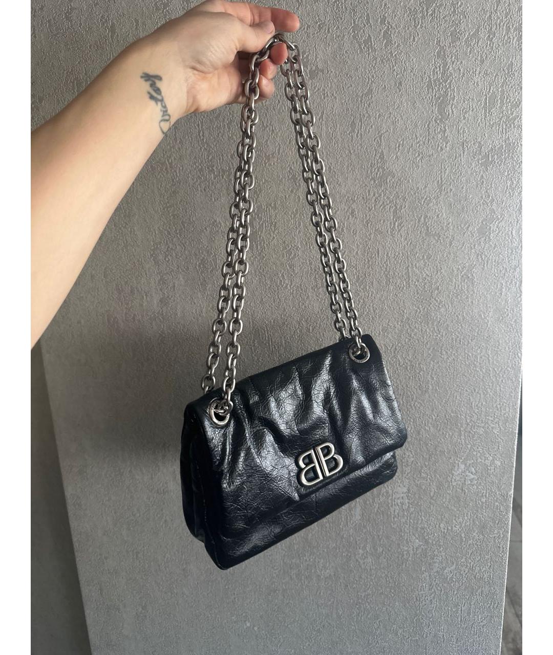 BALENCIAGA Черная кожаная сумка через плечо, фото 8