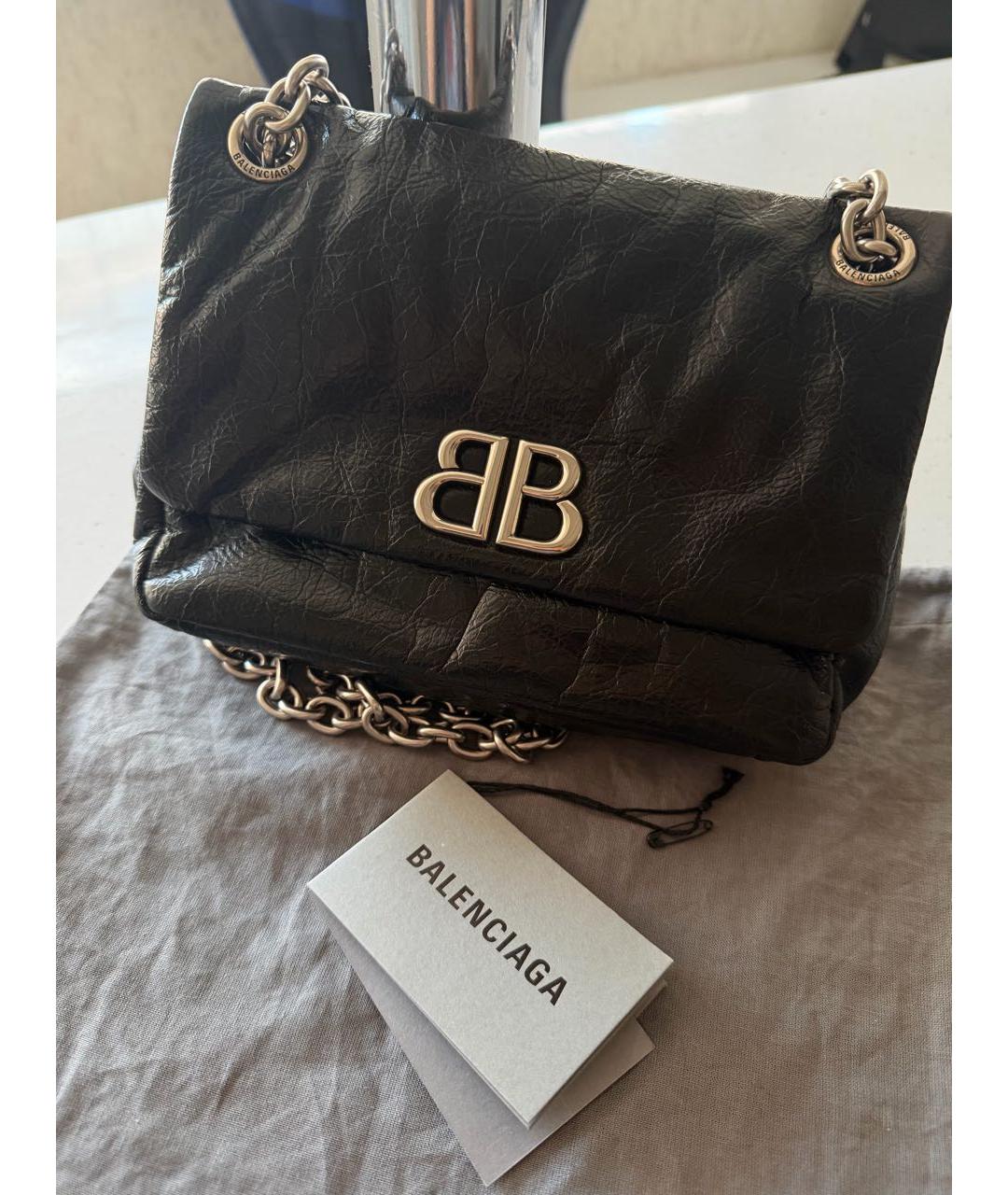 BALENCIAGA Черная кожаная сумка через плечо, фото 5