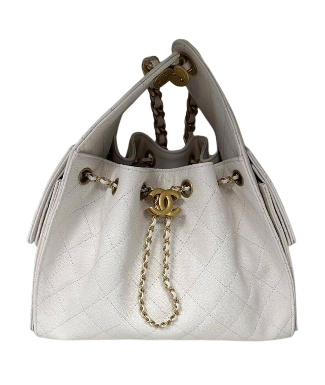 CHANEL Белая кожаная сумка тоут, фото 1