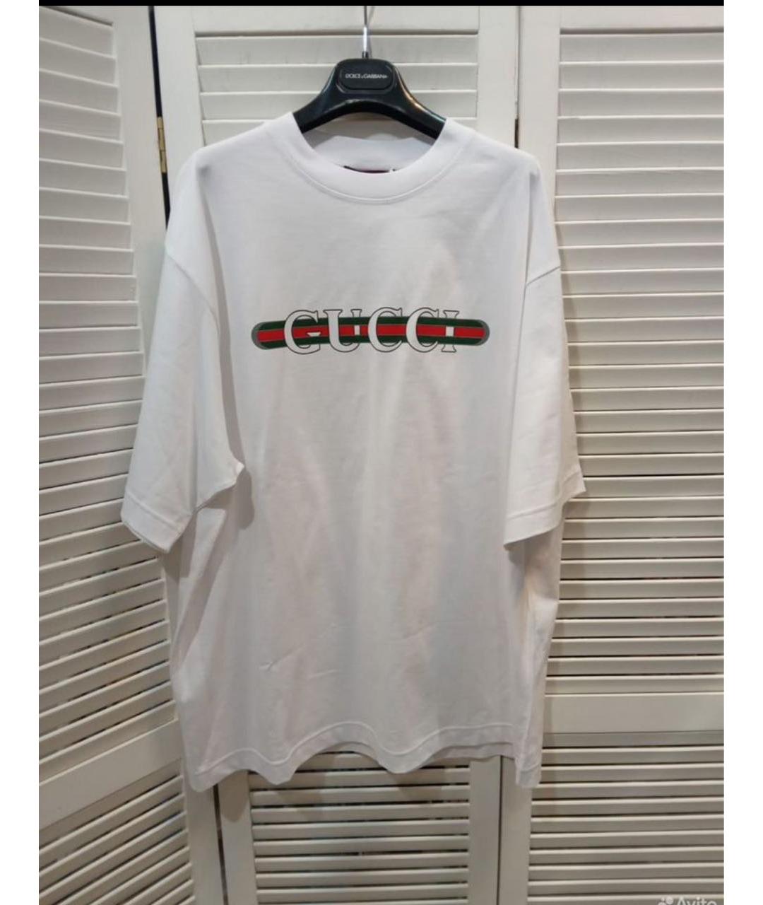 GUCCI Белая хлопковая футболка, фото 5