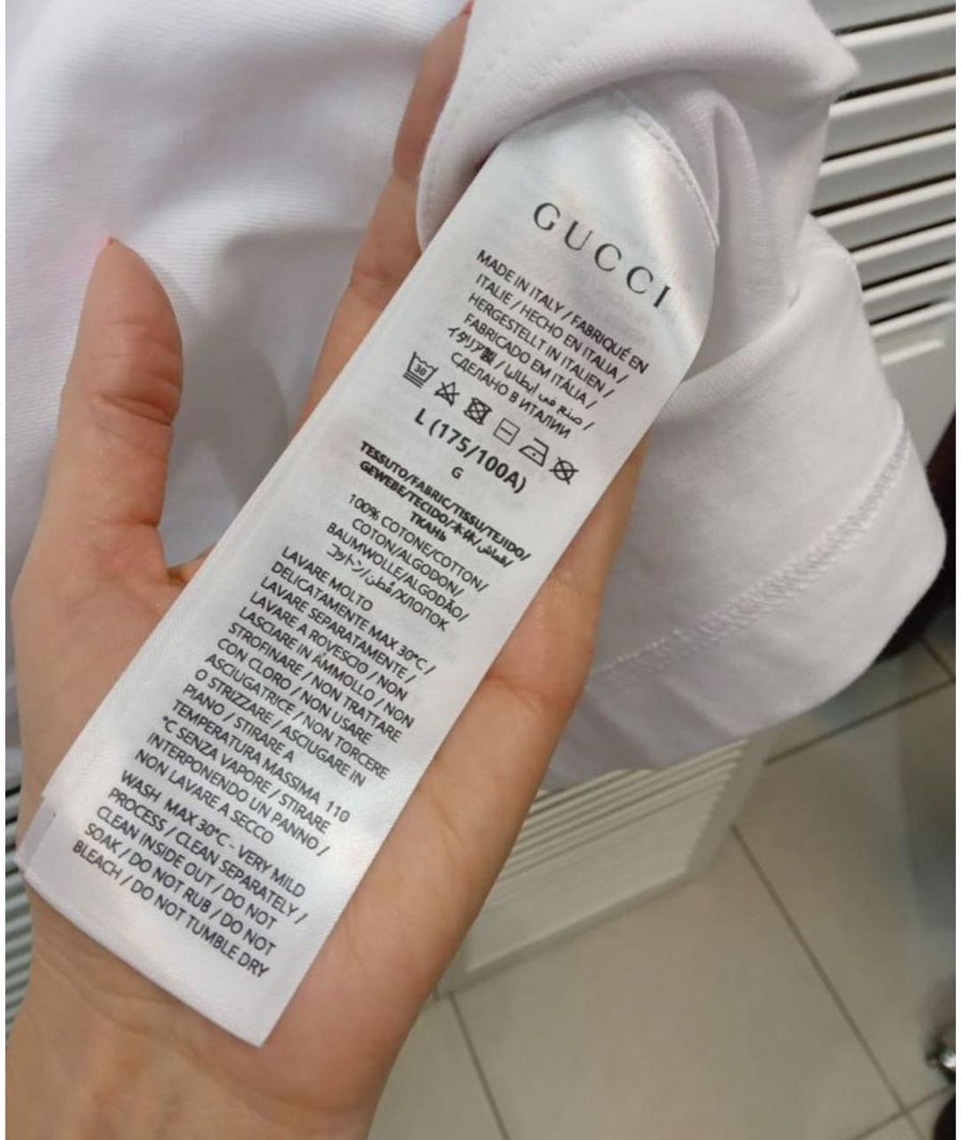 GUCCI Белая хлопковая футболка, фото 4