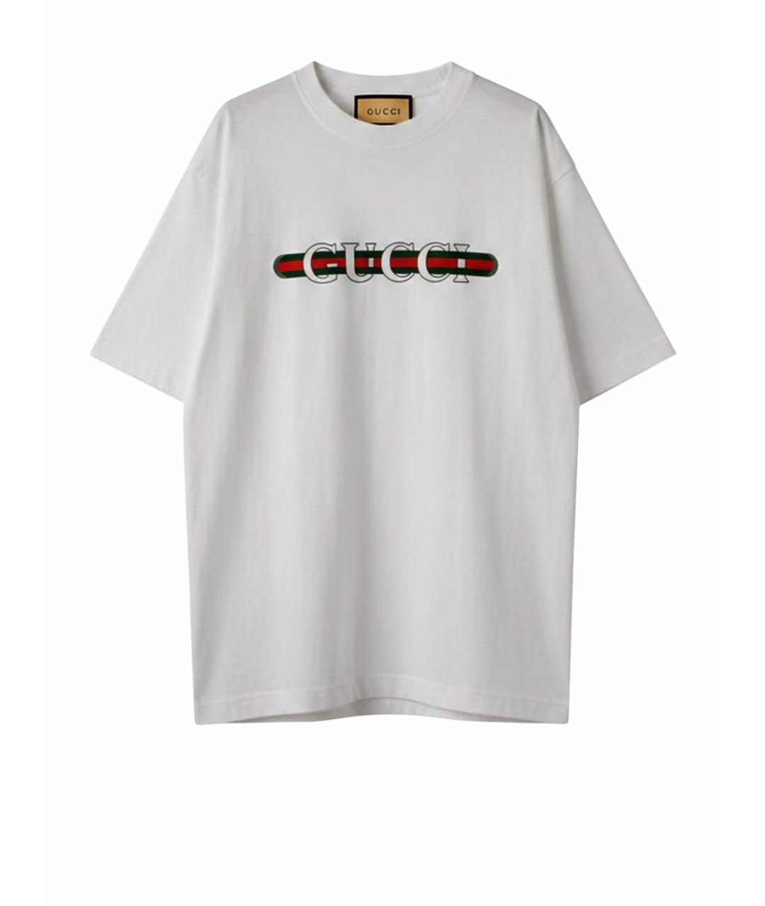 GUCCI Белая хлопковая футболка, фото 1
