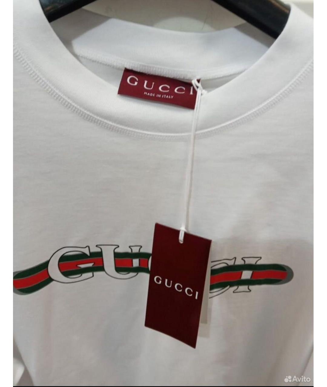 GUCCI Белая хлопковая футболка, фото 3