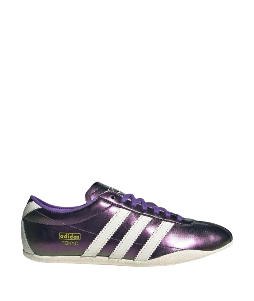 ADIDAS Фиолетовые кожаные низкие кроссовки / кеды, фото 1