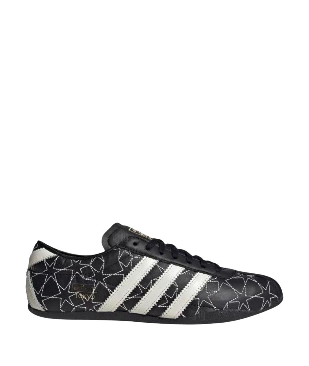 ADIDAS Черные кожаные низкие кроссовки / кеды, фото 1