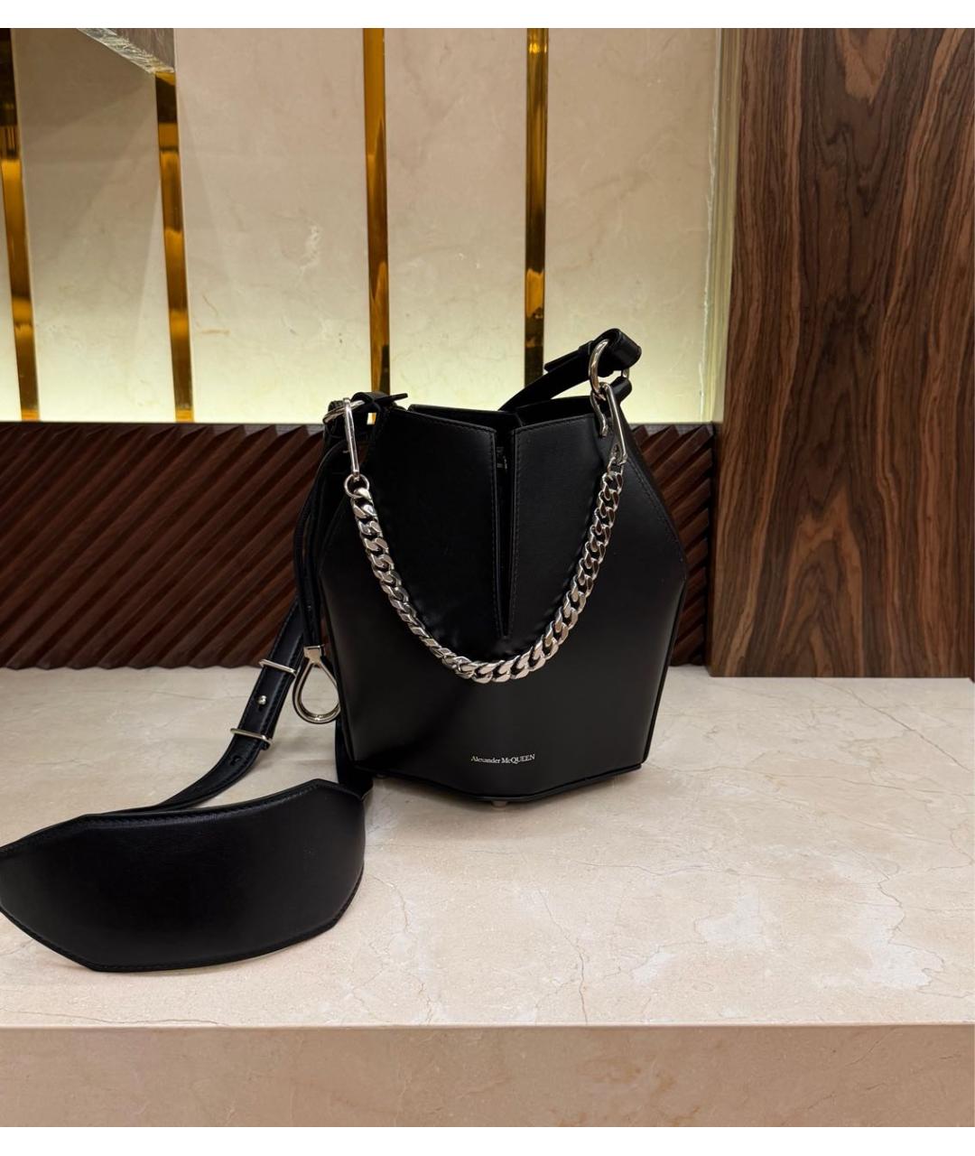 ALEXANDER MCQUEEN Черная кожаная сумка через плечо, фото 4