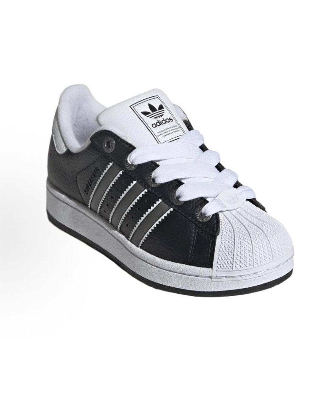 ADIDAS Черные кожаные низкие кроссовки / кеды, фото 3