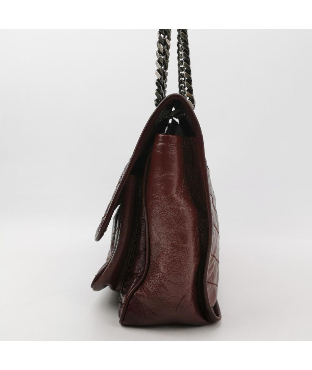 SAINT LAURENT Бордовая кожаная сумка через плечо, фото 2