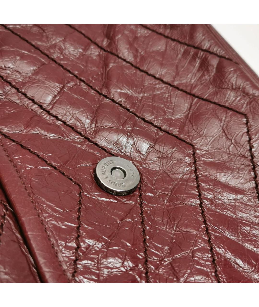 SAINT LAURENT Бордовая кожаная сумка через плечо, фото 7