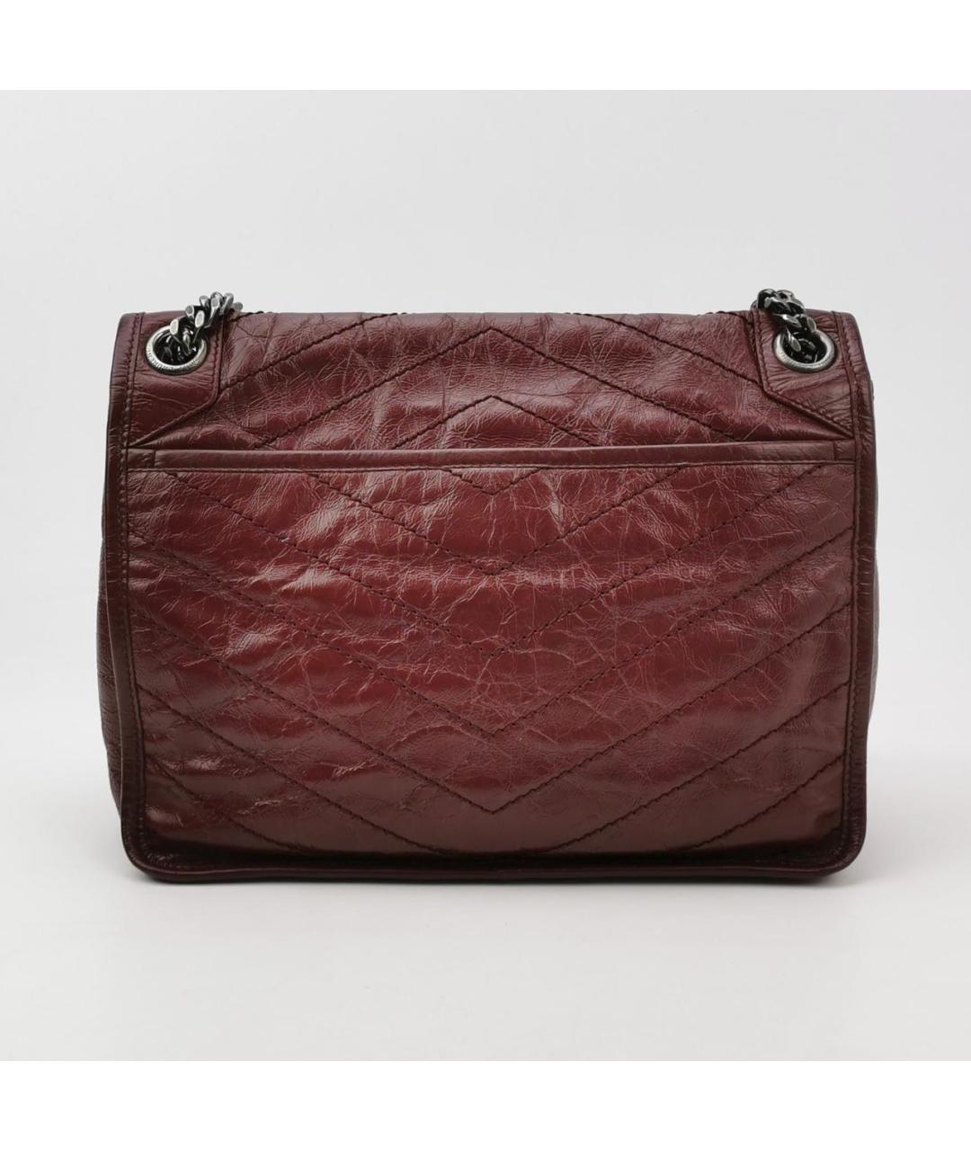 SAINT LAURENT Бордовая кожаная сумка через плечо, фото 4