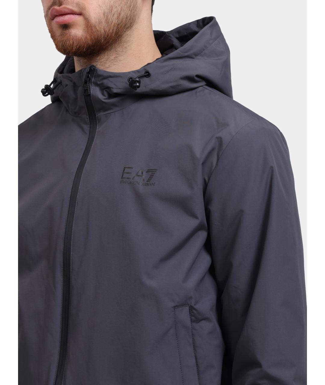 EA7 Черная полиамидовая куртка, фото 4