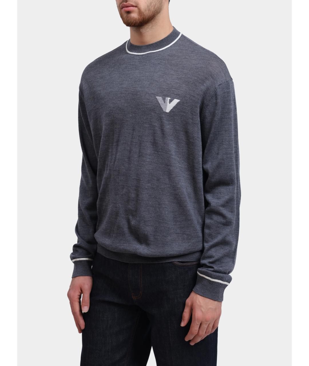 EMPORIO ARMANI Серый шерстяной джемпер / свитер, фото 3