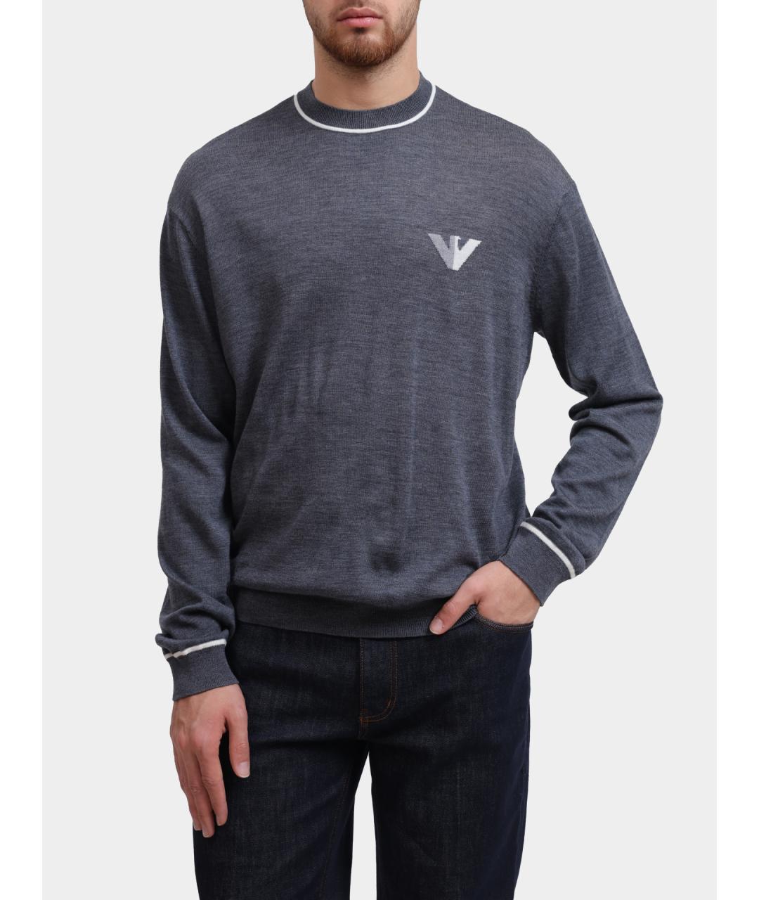 EMPORIO ARMANI Серый шерстяной джемпер / свитер, фото 6