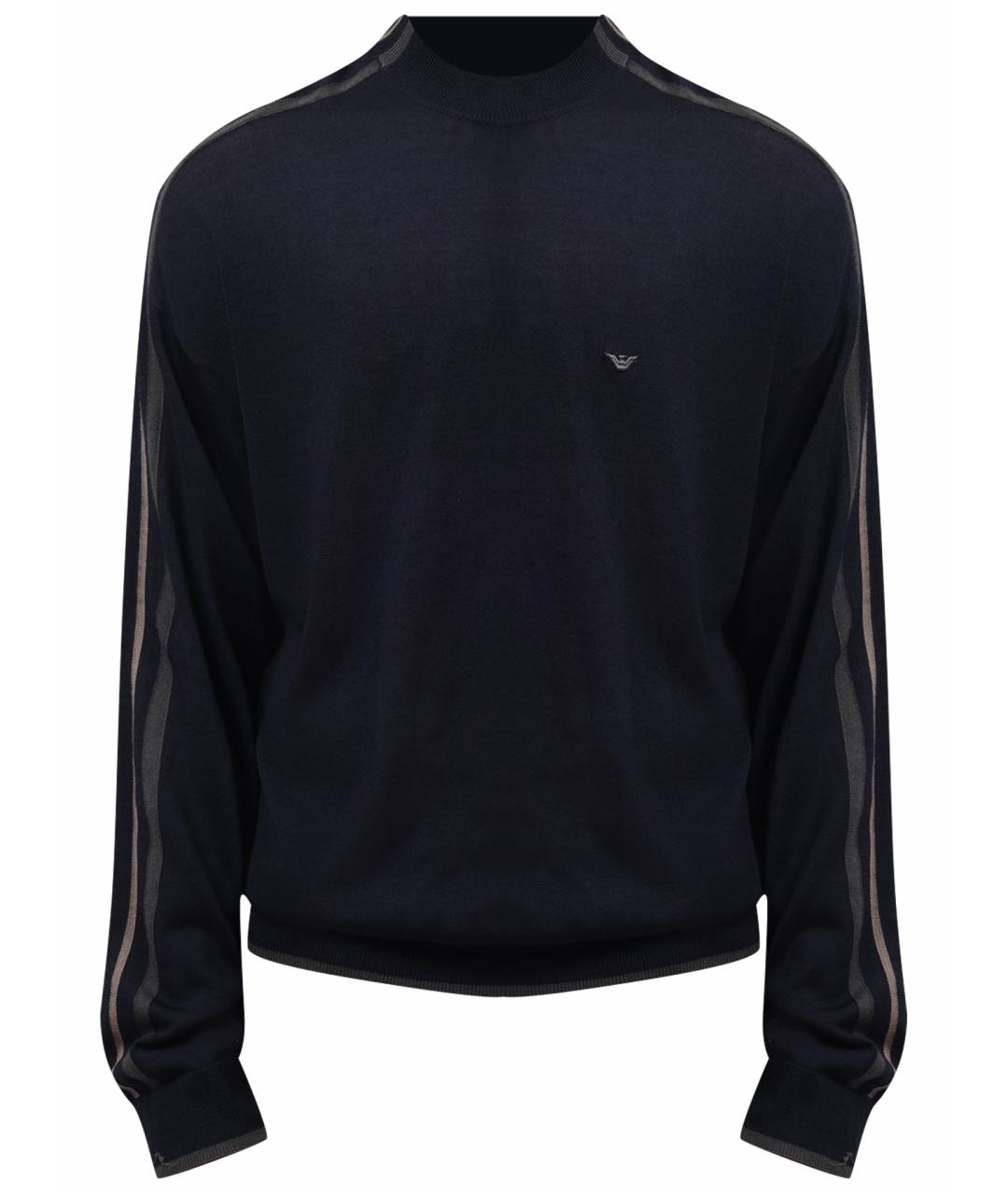 EMPORIO ARMANI Темно-синий шерстяной джемпер / свитер, фото 1