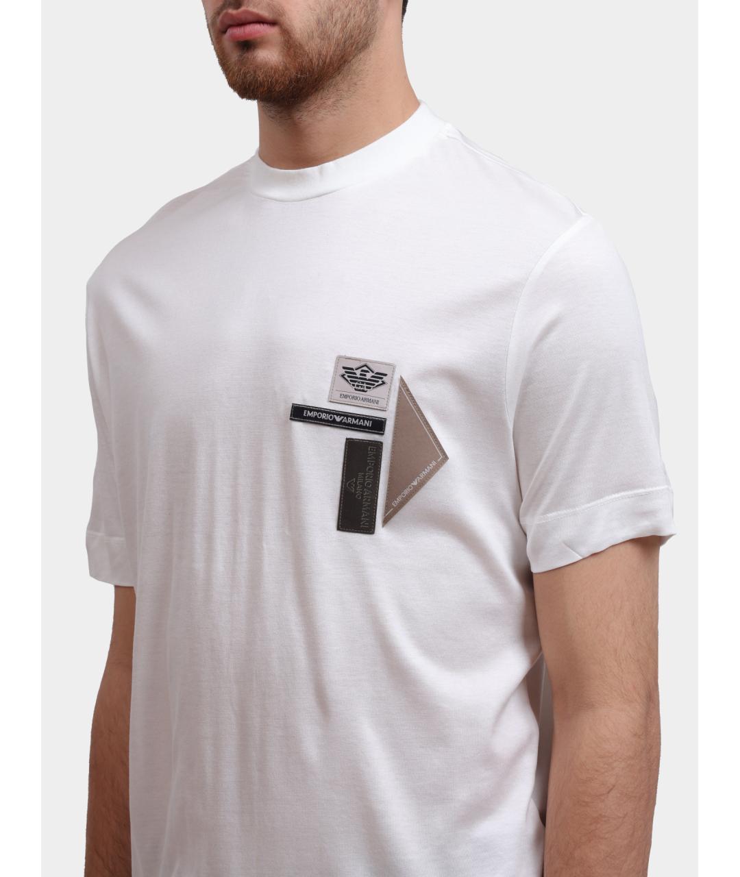 EMPORIO ARMANI Белая хлопковая футболка, фото 4