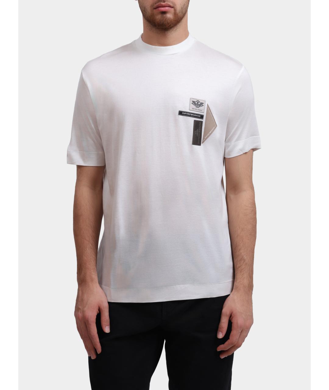EMPORIO ARMANI Белая хлопковая футболка, фото 6