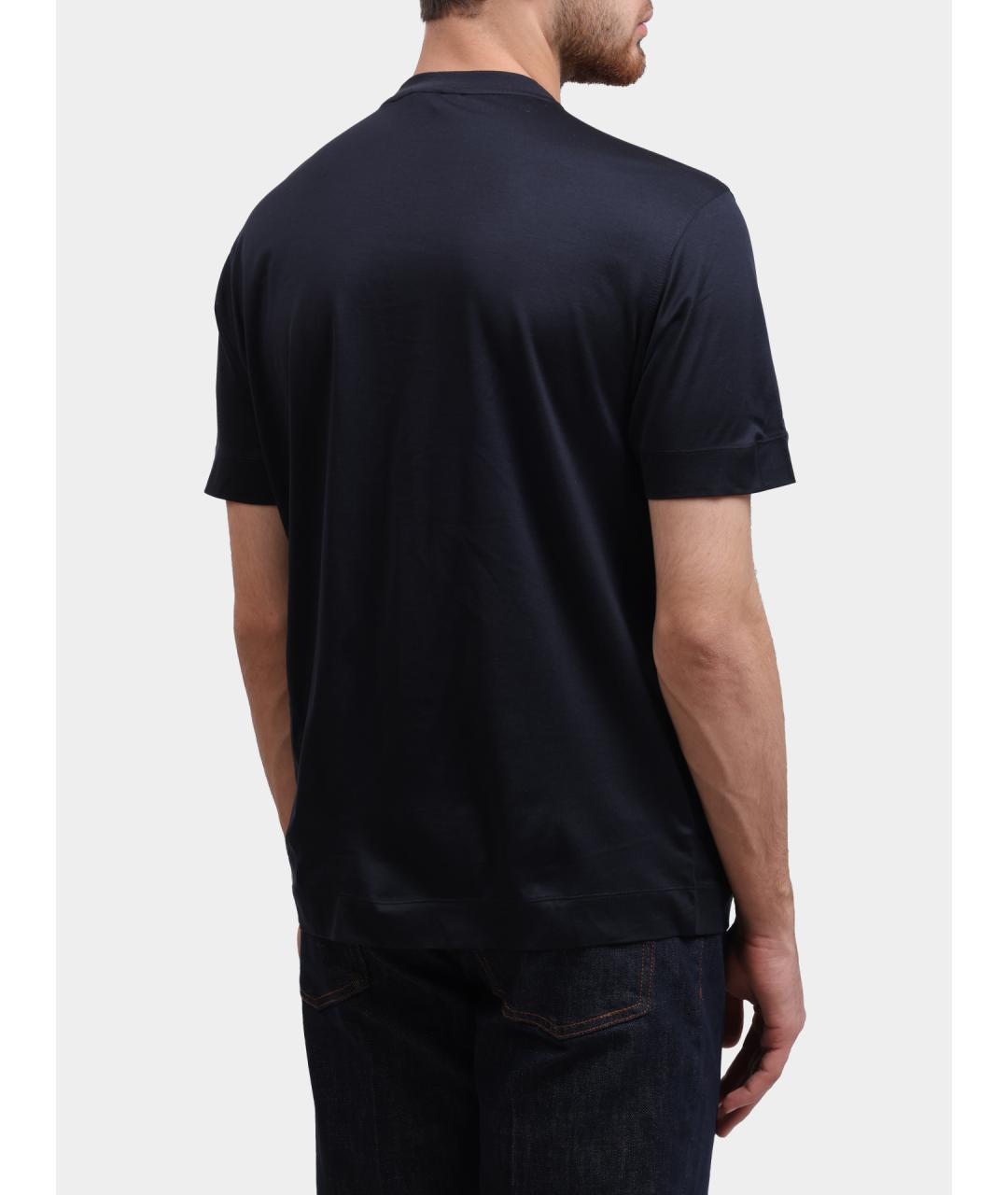 EMPORIO ARMANI Темно-синяя хлопковая футболка, фото 5
