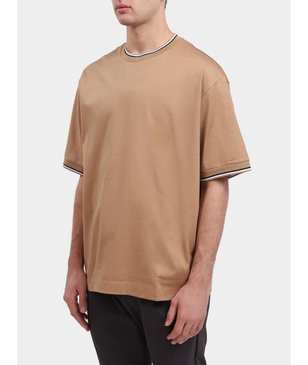 HUGO BOSS Бежевая хлопковая футболка, фото 4