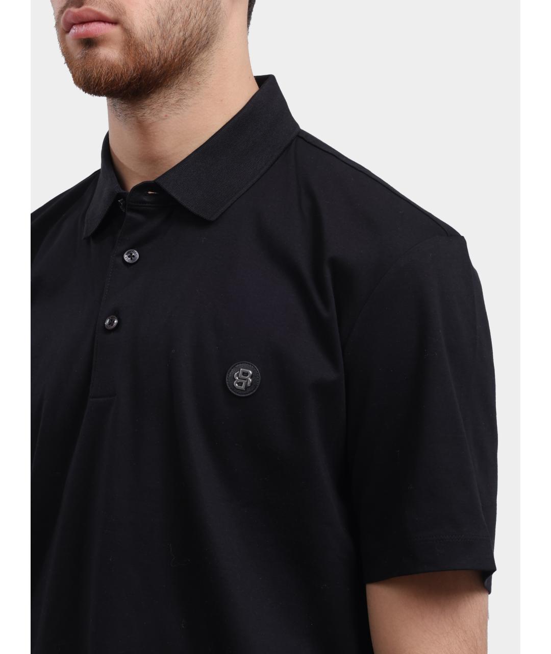 HUGO BOSS Черное хлопковое поло с коротким рукавом, фото 4