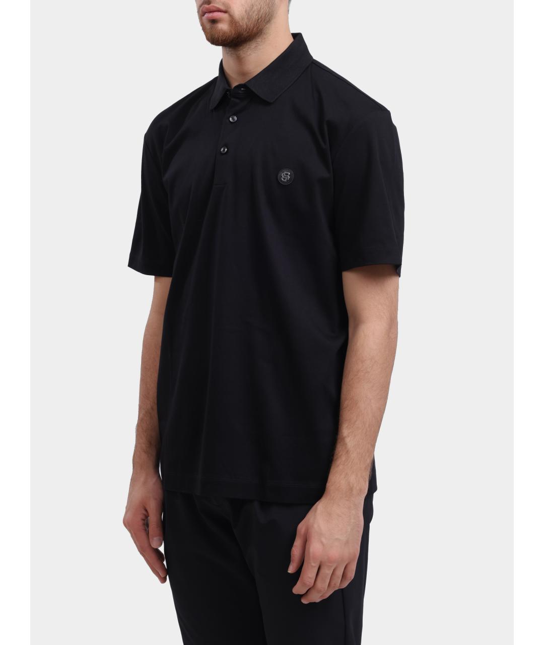 HUGO BOSS Черное хлопковое поло с коротким рукавом, фото 3