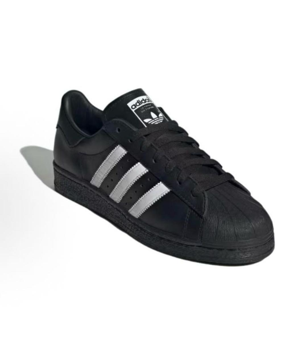 ADIDAS Черные кожаные низкие кроссовки / кеды, фото 3