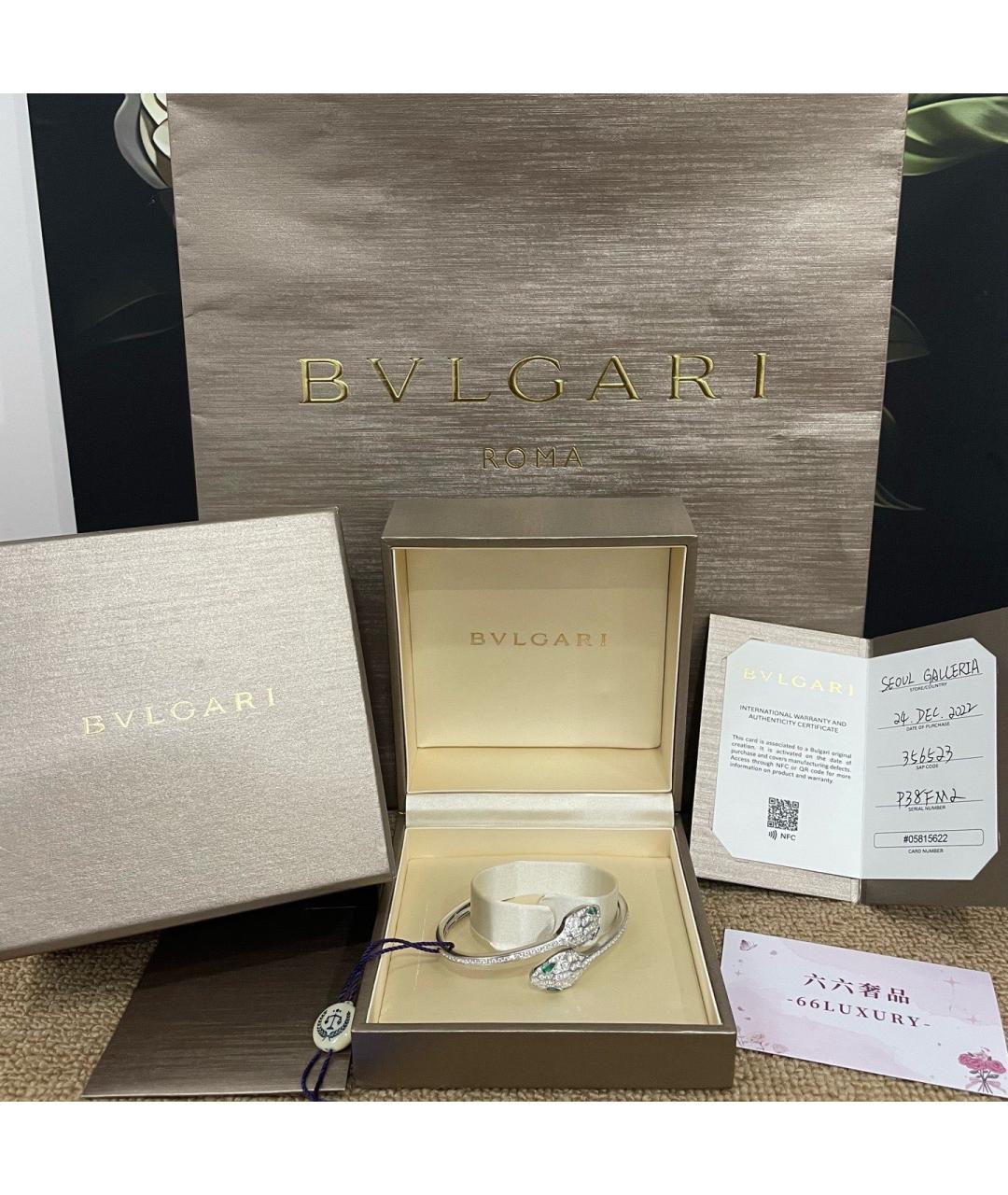 BVLGARI Серебрянный браслет из белого золота, фото 3