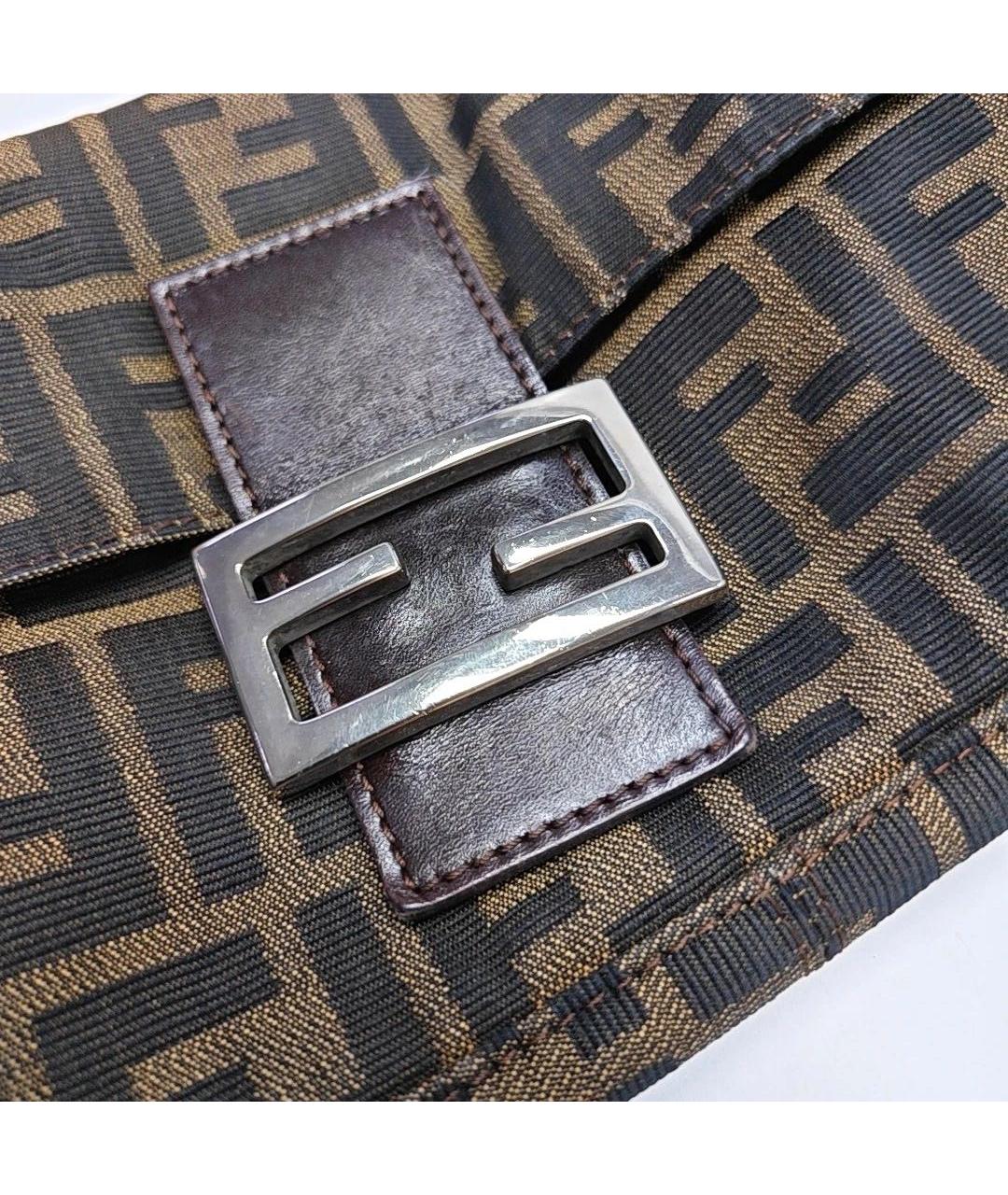 FENDI Коричневая тканевая сумка через плечо, фото 6