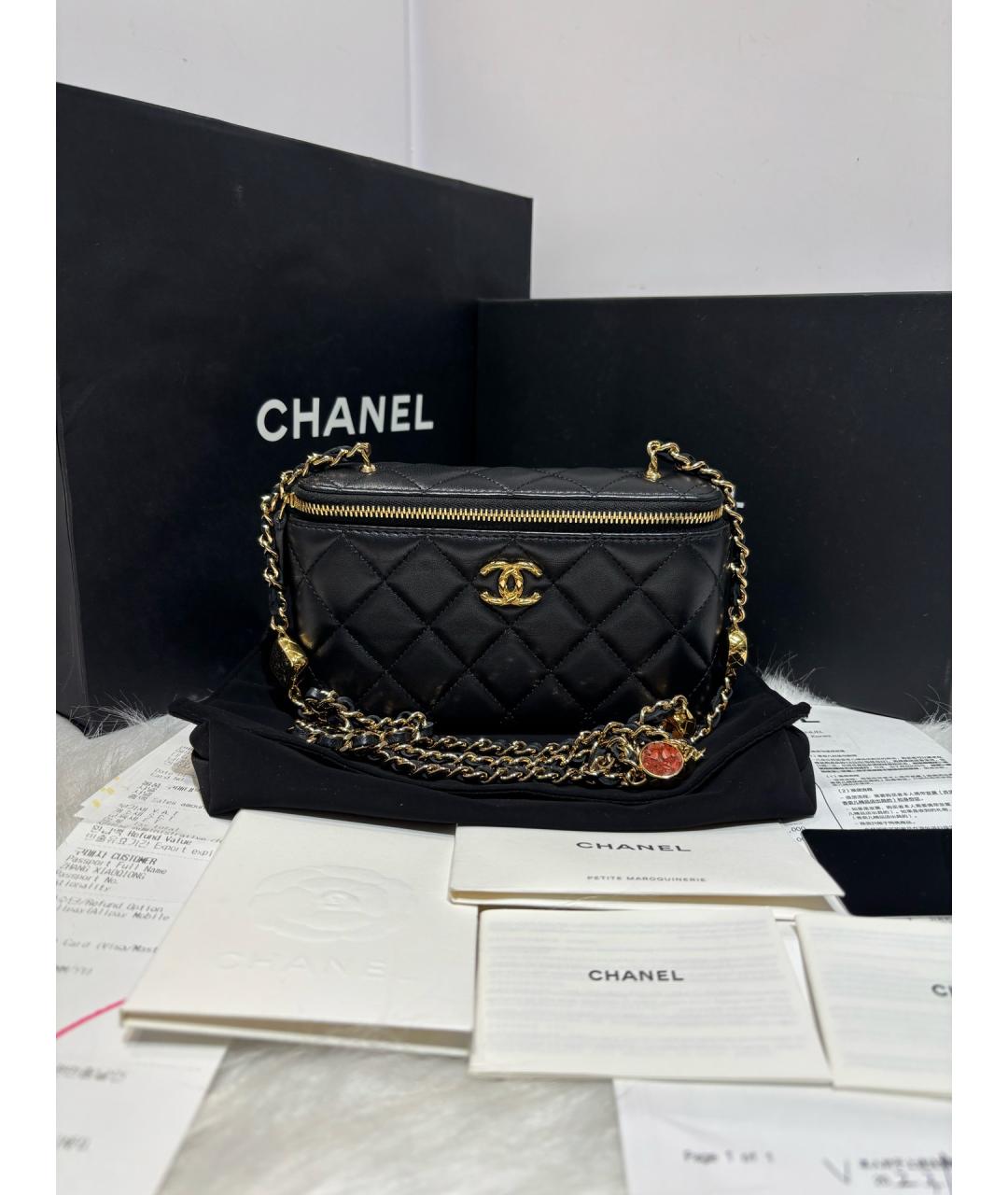 CHANEL Черная кожаная сумка через плечо, фото 8