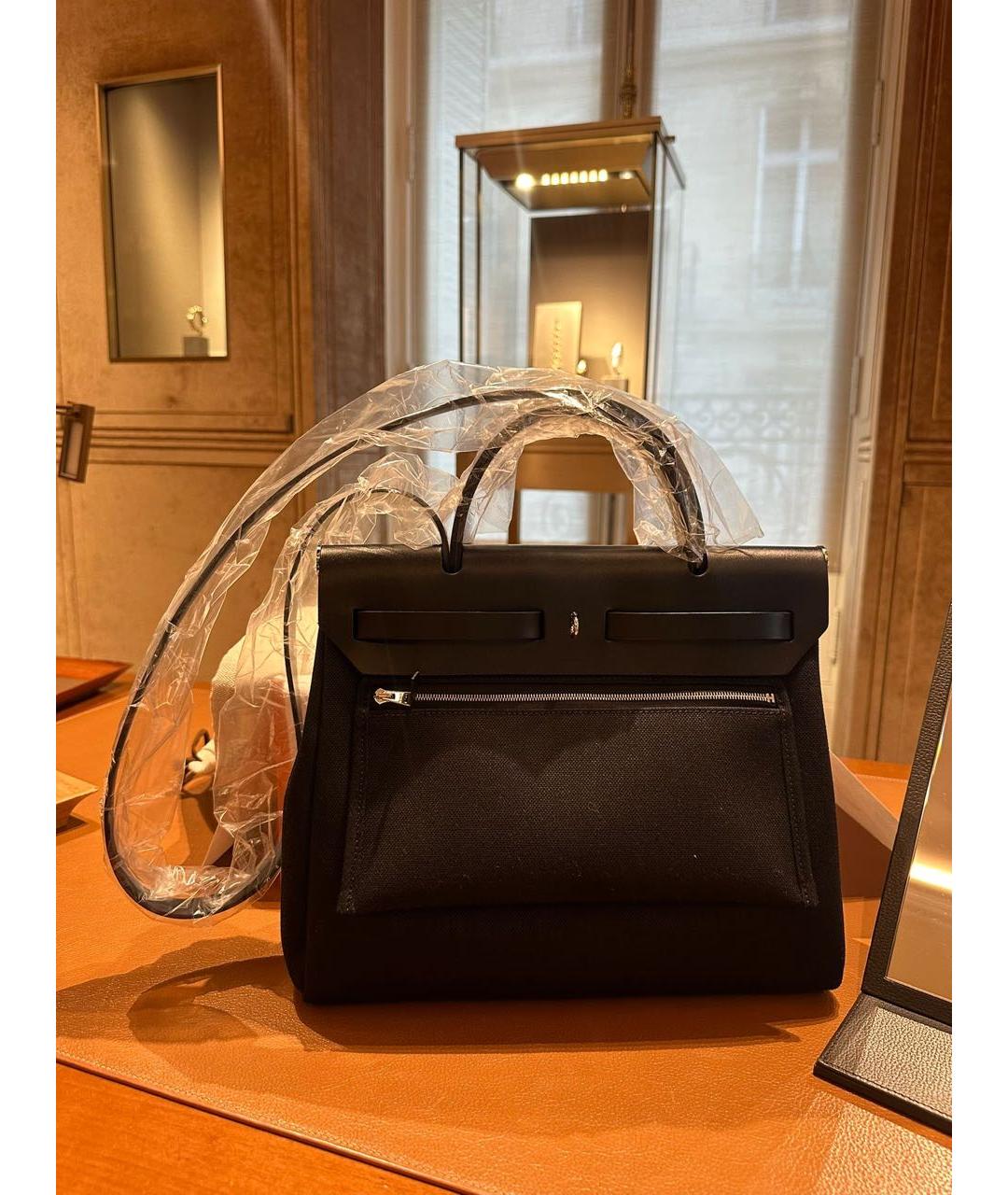 HERMES Черная тканевая сумка через плечо, фото 5