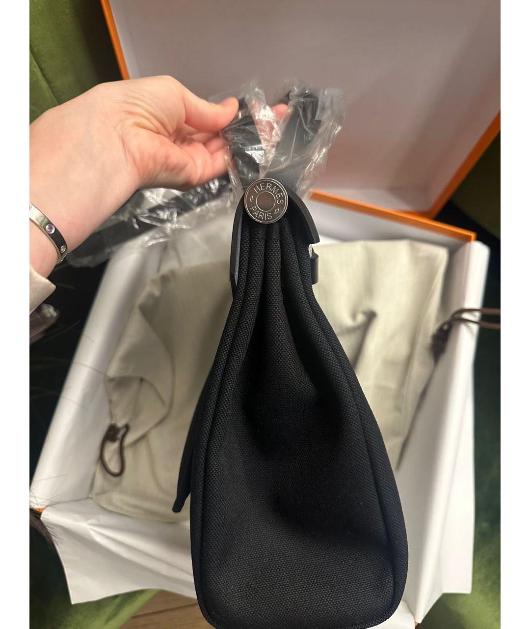 HERMES Черная тканевая сумка через плечо, фото 3