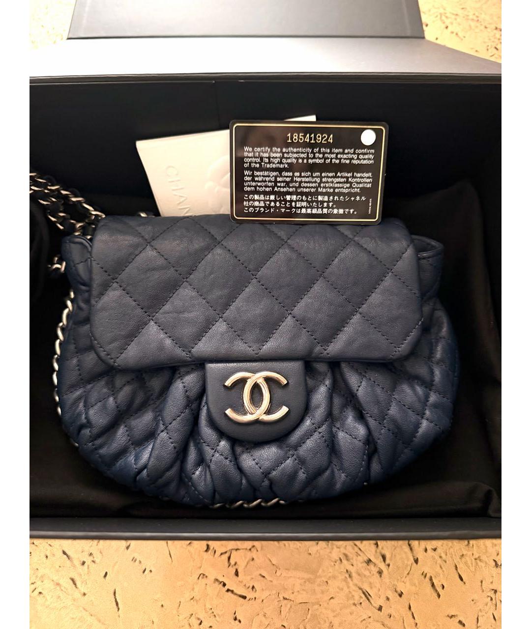 CHANEL Синяя кожаная сумка через плечо, фото 2